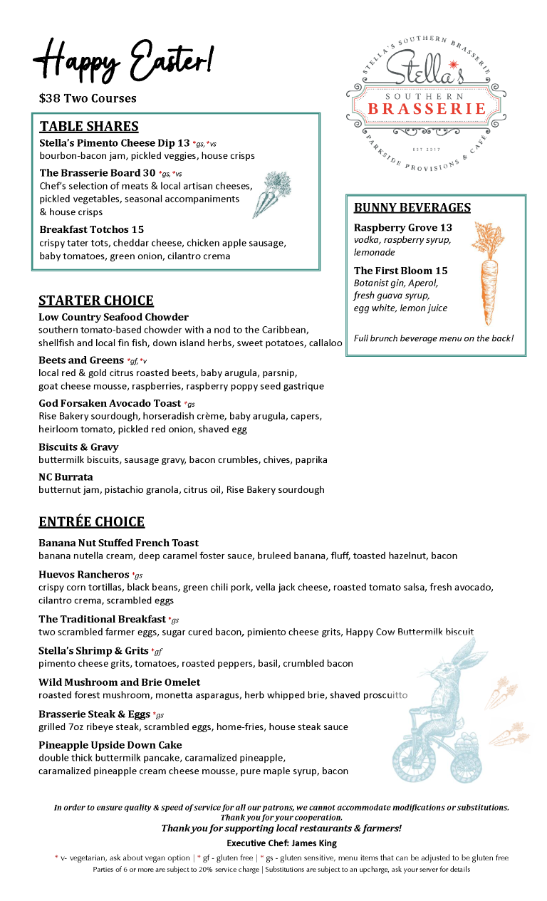 Easter Brunch Menu
