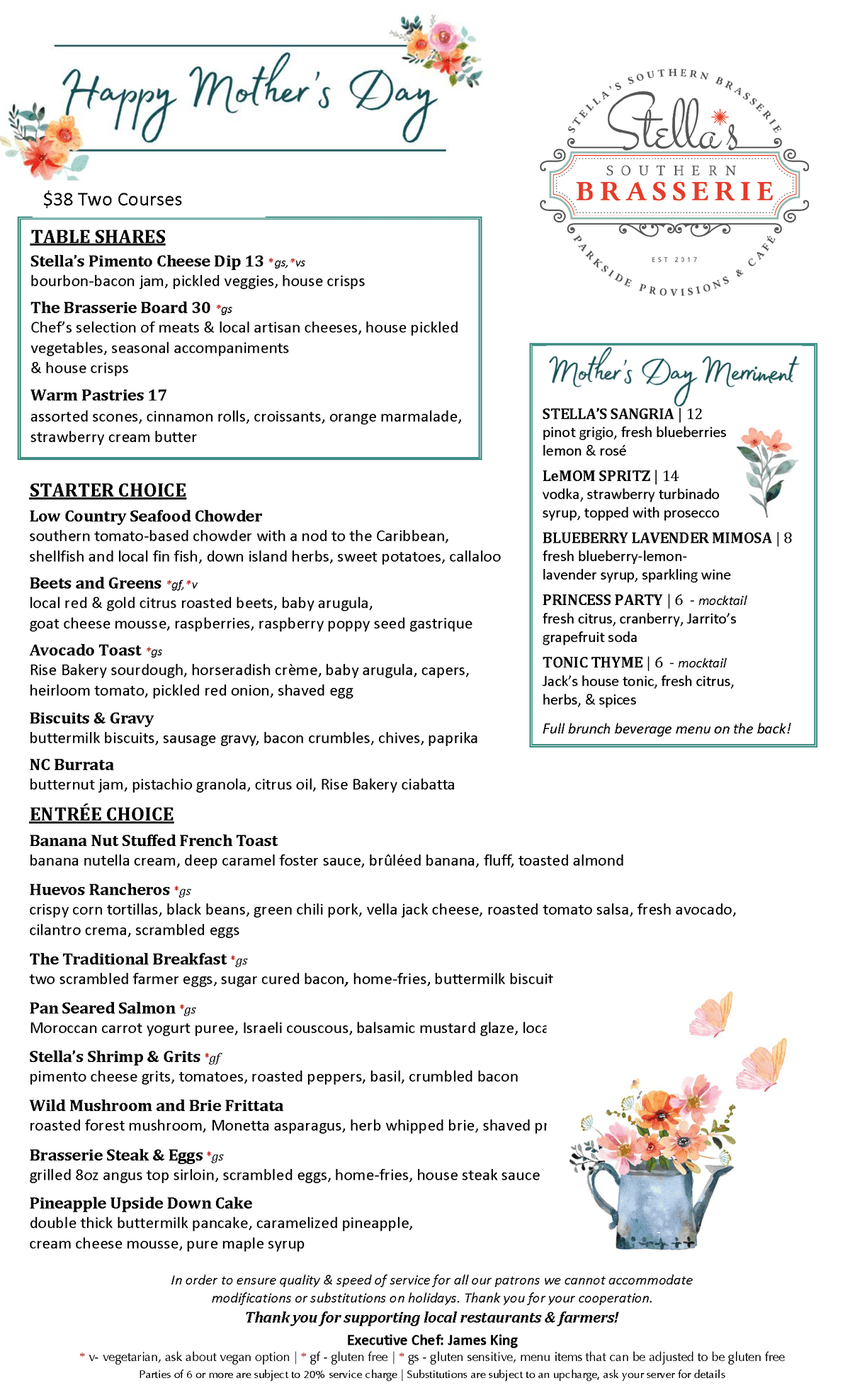 Mother’s Day Menu