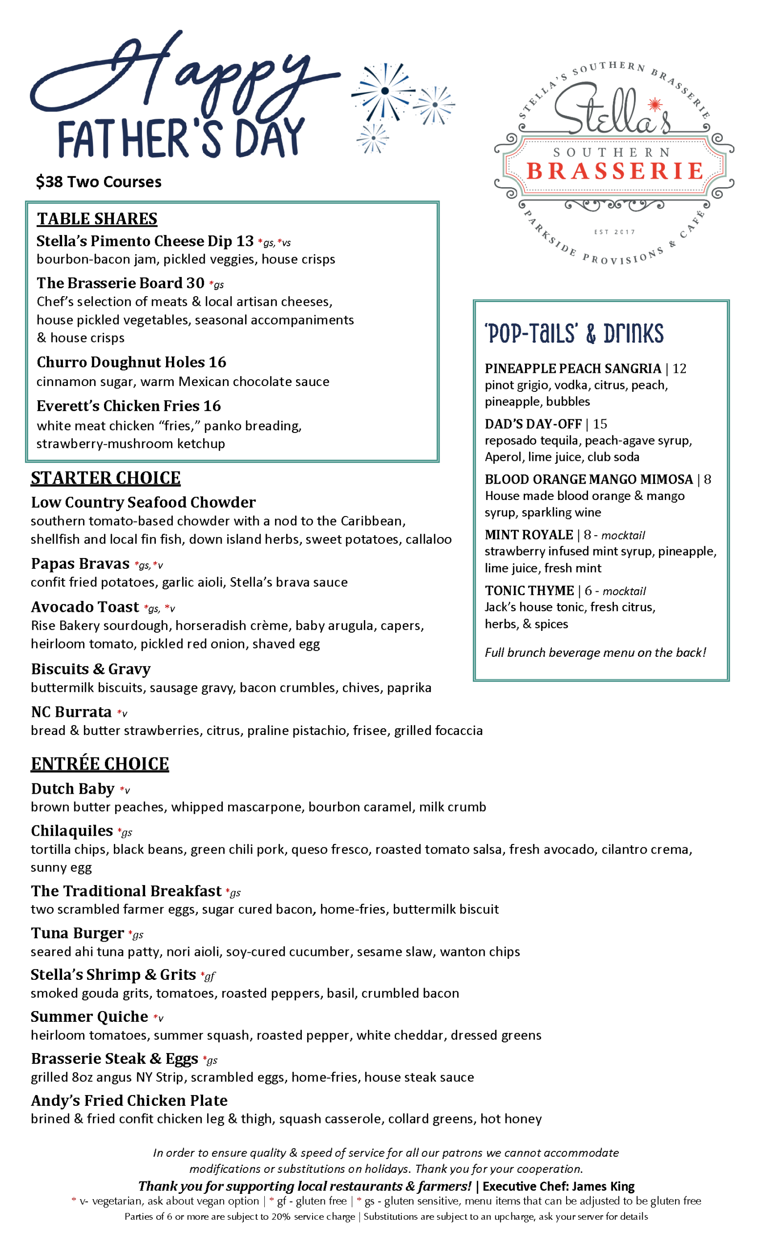 Father’s Day Menu