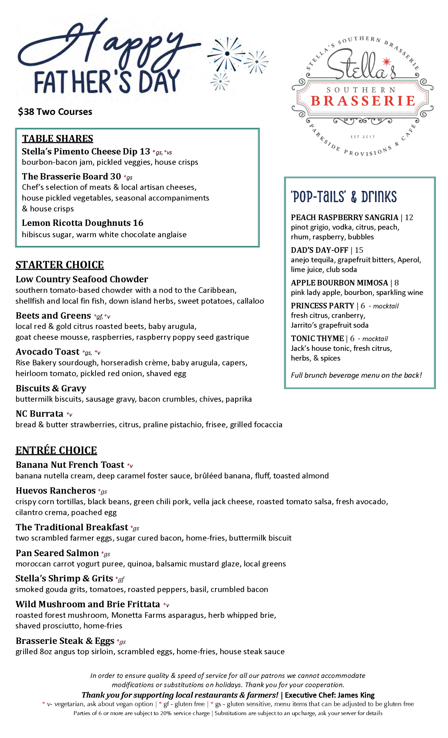 Father’s Day Menu