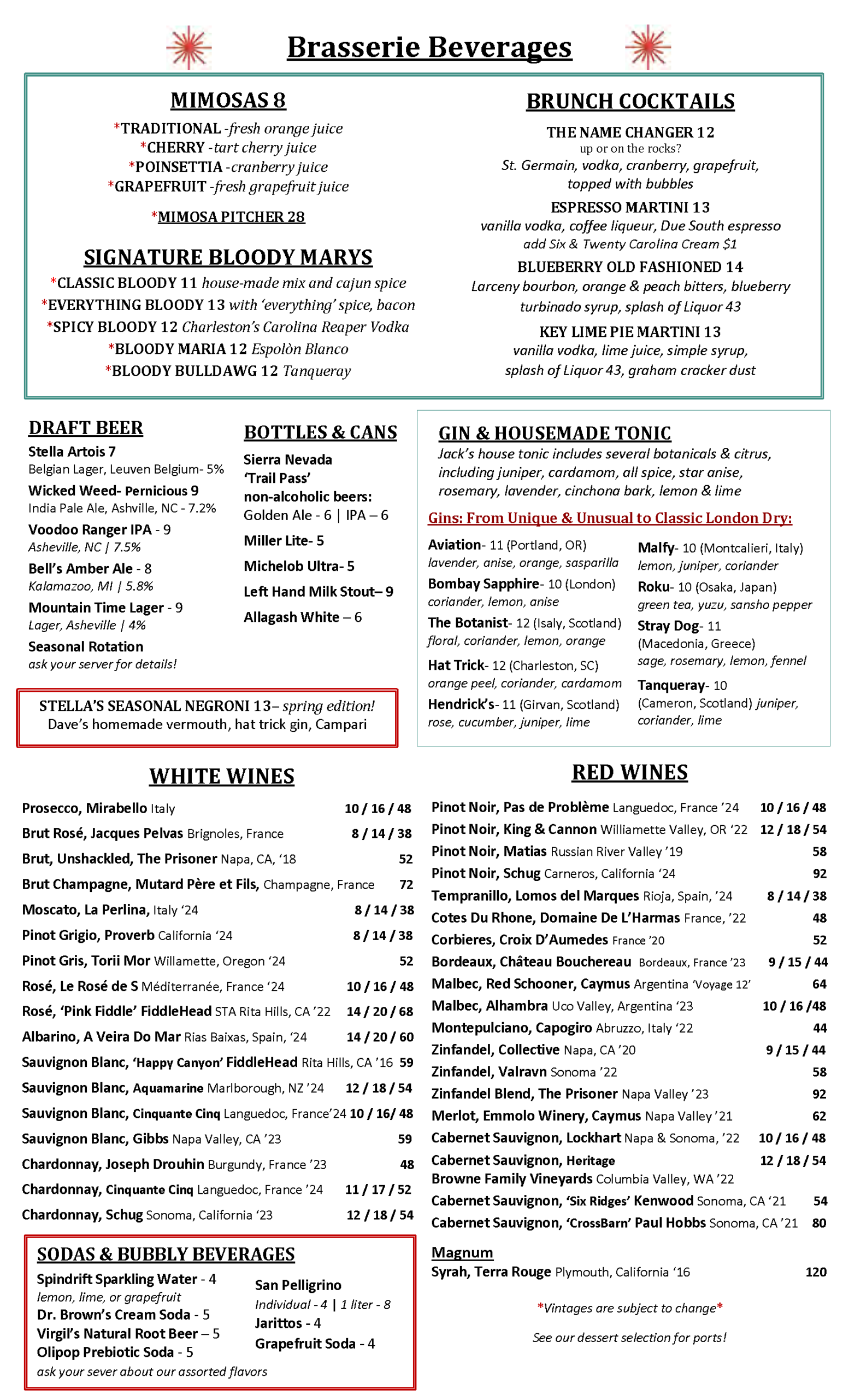 Stella's Father's Day Menu 2026 Page 2